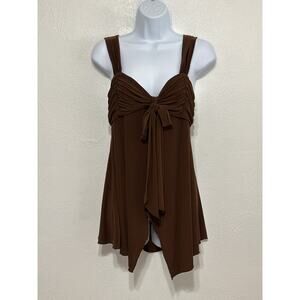 VTG 90s Y2K Babydoll Handkerchief Hem Top S Brown Forest Fairy City Going Out